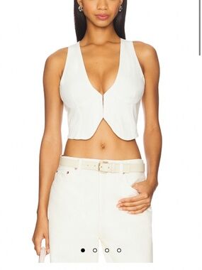 Good American white denim corset top